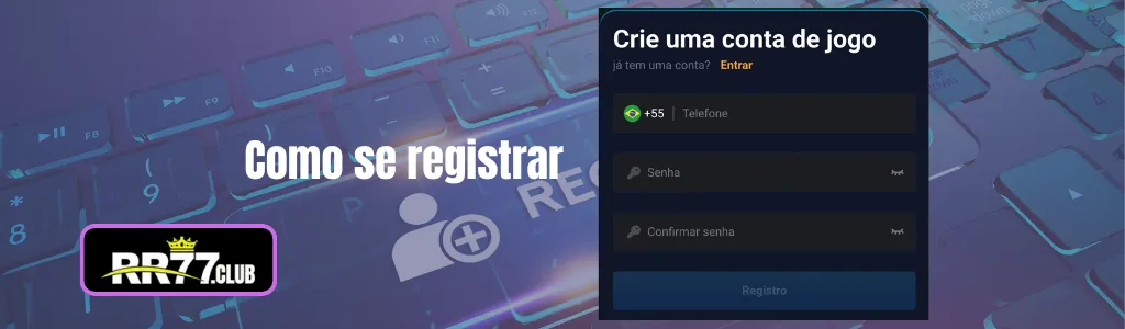 Página de cadastro do RR77 cassino